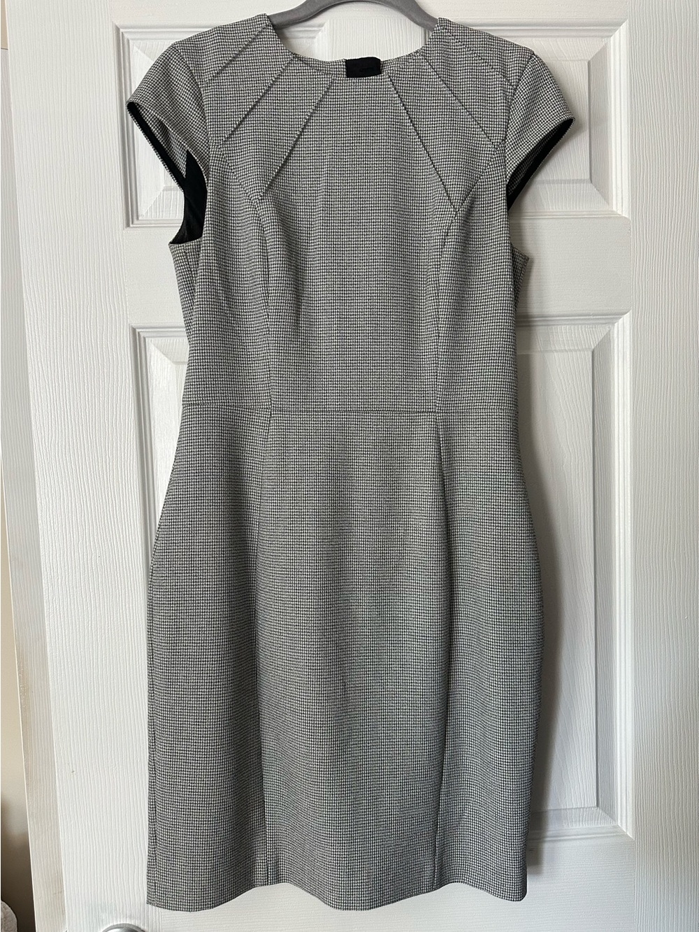 Classic Gray and White Checked Dress - Professional Women's Dress